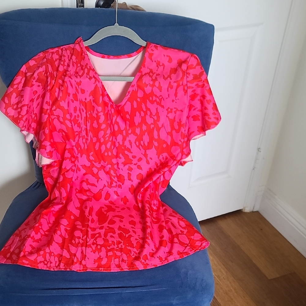Vibrant Pink Patterned Women's Top